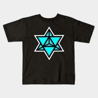 Merkaba Spiritual Symbol in Blue - Sacred Geometry Merkabah Shape - Merkaba Kids T-Shirt